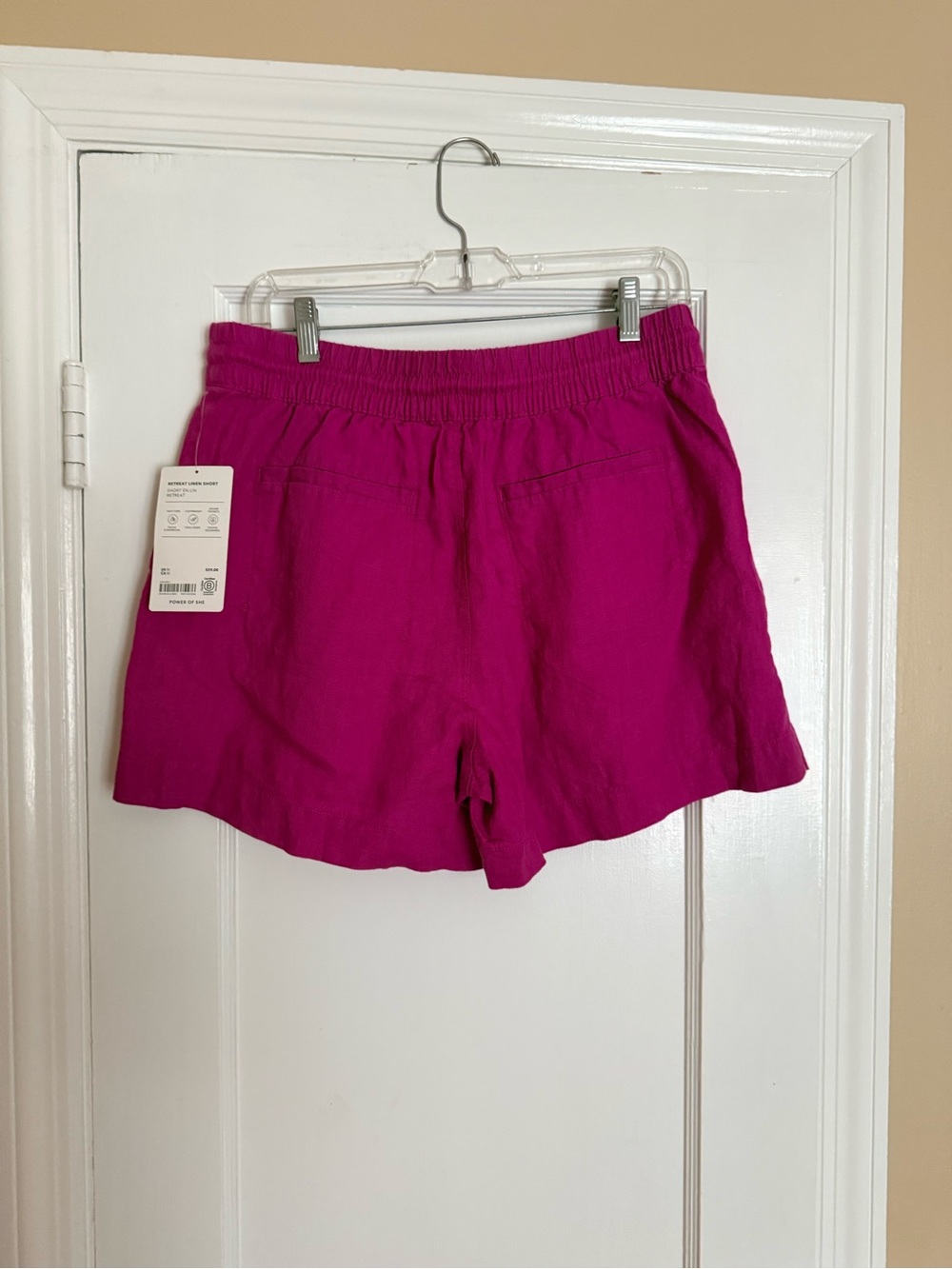 Athleta Retreat Linen Shorts. Magenta. NWT. Mid-rise. - Picture 2 of 3